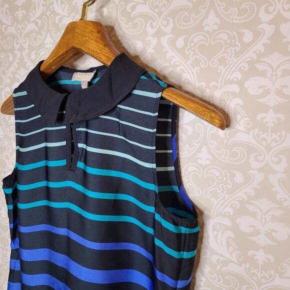 Banana Republic Size Small Blue Striped Sleeveless Blouse - Picture 4 of 11